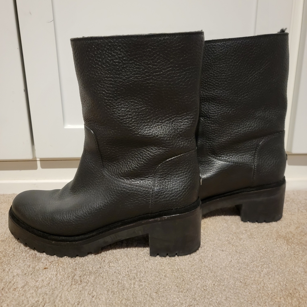 Moncler Cassandre Fleece Lined Heeled Lug Sole Winter Boots Size 39 9 US - Picture 6 of 10